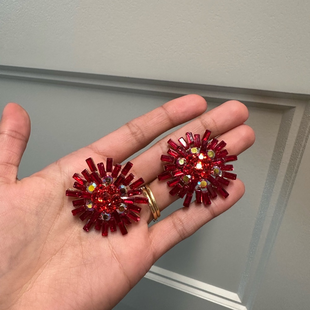 Red Floral Earrings